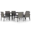 vidaXL 7-tlg. Garten-Essgruppe Poly Rattan Grau