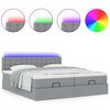 vidaXL Ottoman-Bett mit Matratzen & LEDs Hellgrau 200x200 cm Stoff