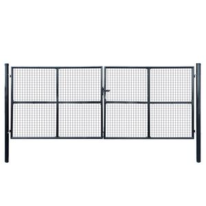 vidaXL Maschen-Gartentor verzinkter Stahl 400 x 150 cm Grau