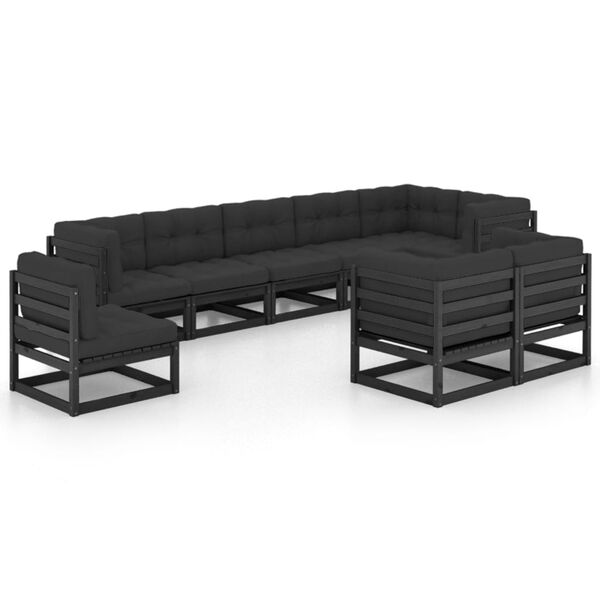 vidaXL 9-tlg. Garten-Lounge-Set mit Kissen Massivholz Kiefer