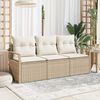 vidaXL Garten-Sofa-Set mit Kissen mit Speicher 3 pcs Beige und Creme