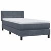 vidaXL Boxspringbett mit Matratze Dunkelgrau 90x220 cm Samt