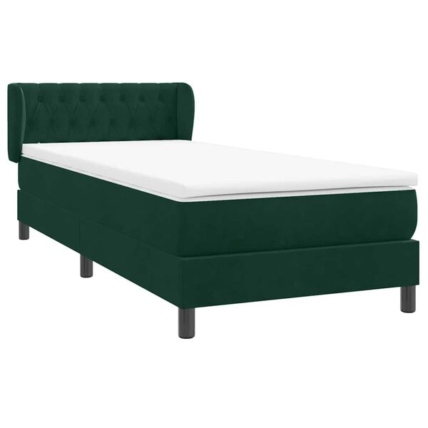vidaXL Boxspringbett mit Matratze Dunkelgr&uuml;n 80x220 cm Samt