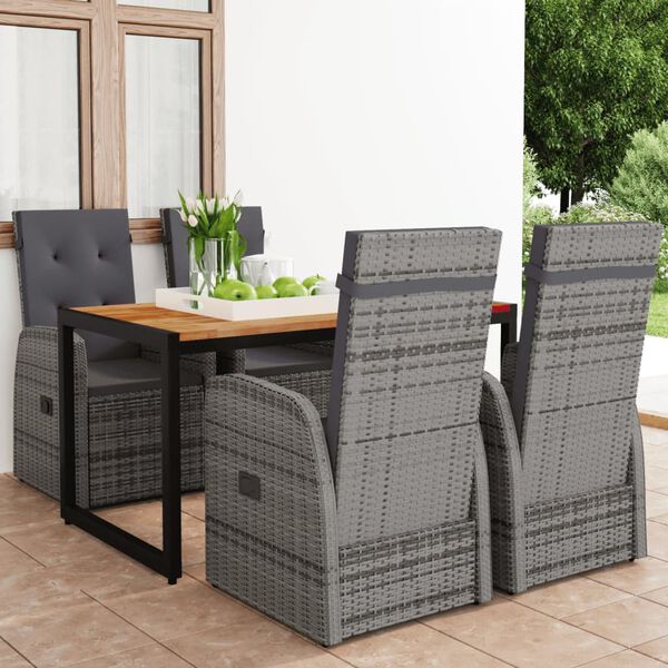 vidaXL 5-tlg. Garten-Essgruppe Grau