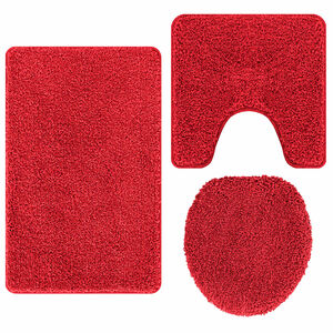 vidaXL Anti-Rutsch Badematten-Set 3 pcs Rot PP