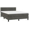 vidaXL Boxspringbett mit Matratze & LED Dunkelgrau 140x200 cm Samt