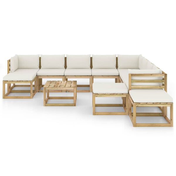 vidaXL 12-tlg. Garten-Lounge-Set mit Kissen Impr&auml;gniertes Kiefernholz