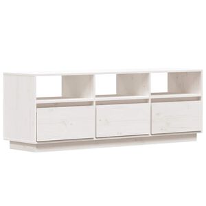 vidaXL TV-Schrank Wei&szlig; 140x37x50 cm Massivholz Kiefer