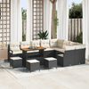 vidaXL Garten-Sofa-Set mit Kissen 13 pcs Schwarz Poly Rattan
