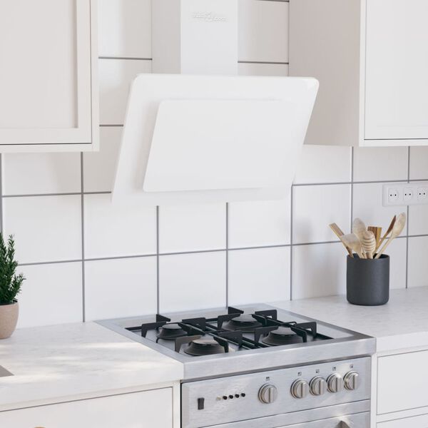 vidaXL Dunstabzugshaube 60 cm Edelstahl und Hartglas Weiß