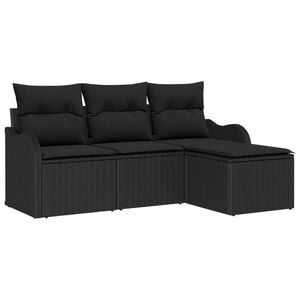 vidaXL Gartensofa-set mit Speicher 4 pcs Schwarz Poly-Rattan