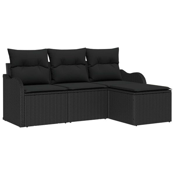 vidaXL Gartensofa-set mit Speicher 4 pcs Schwarz Poly-Rattan