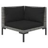 vidaXL 3-tlg. Garten-Lounge-Set Dunkelgrau Halbrundes Poly Rattan
