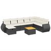 vidaXL 9-tlg. Garten-Sofagarnitur mit Kissen Schwarz Poly Rattan