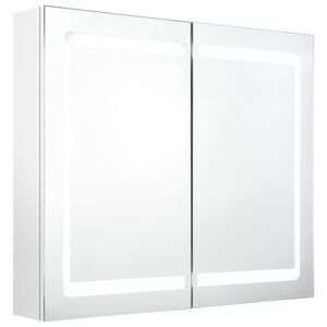 vidaXL LED-Spiegelschrank f&uuml;rs Bad Gl&auml;nzend Wei&szlig; 80x12x68 cm