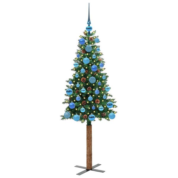 vidaXL Schlanker Weihnachtsbaum mit 150 LEDs mit St&auml;nder Gr&uuml;n 150 cm