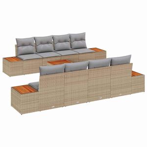 vidaXL Gartensofa-set mit Kissen 9 pcs Beige Poly Rattan