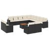 vidaXL 14-tlg. Garten-Sofagarnitur mit Kissen Schwarz Poly Rattan