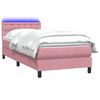 vidaXL Boxspringbett mit Matratze & LED Rosa 80x220 cm Samt