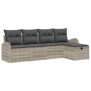 vidaXL Sofa Set mit Kissen mit Speicher Hellgrau Poly-Rattan