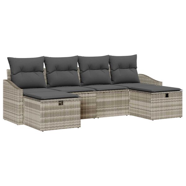 vidaXL Gartensofa-set mit Kissen mit Speicher 6 pcs Poly-Rattan
