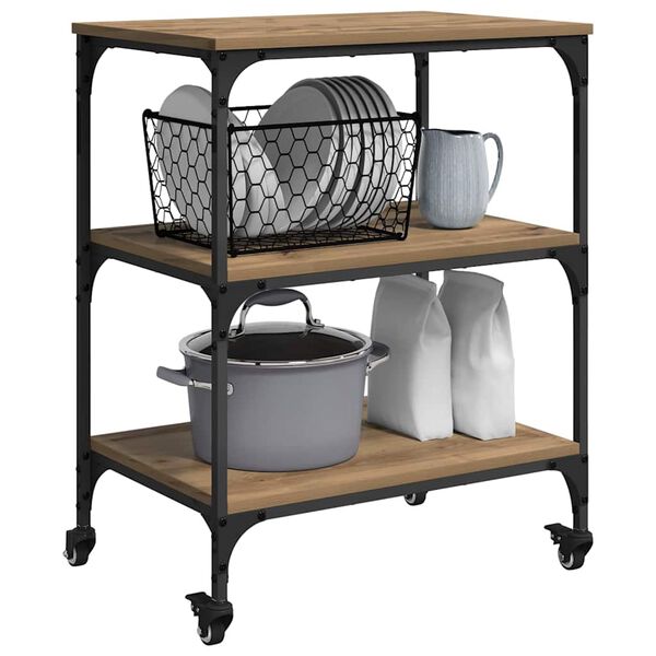 vidaXL K&uuml;chentrolley Artisan-Eiche 60 x 41 x 76 cm Holzwerkstoff