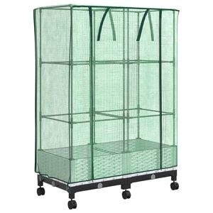 vidaXL Gartenplanter mit Gew&auml;chshausabdeckung und R&auml;dern 2 stk. Wei&szlig;