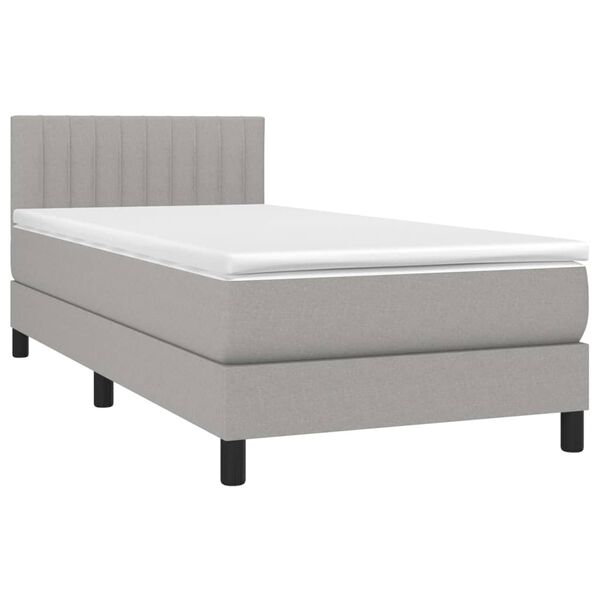 vidaXL Boxspringbett mit Matratze & LED Hellgrau 80x200 cm Stoff