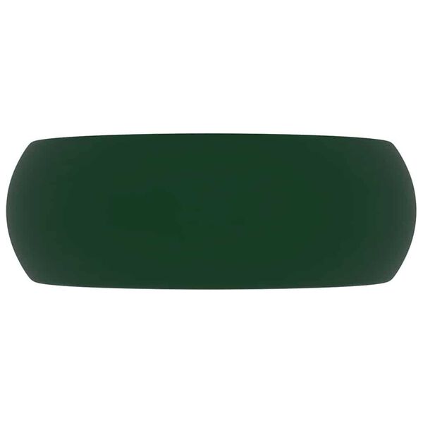 vidaXL Luxuri&ouml;ses Waschbecken Rund Matt Dunkelgr&uuml;n 40x15 cm Keramik