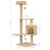 vidaXL Katzenbaum mit Sisal-Kratzs&auml;ulen Beige 120 cm