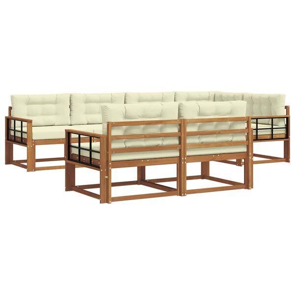 vidaXL Outdoor-Sofagarnitur mit Kissen 7 pcs Natur und Creme