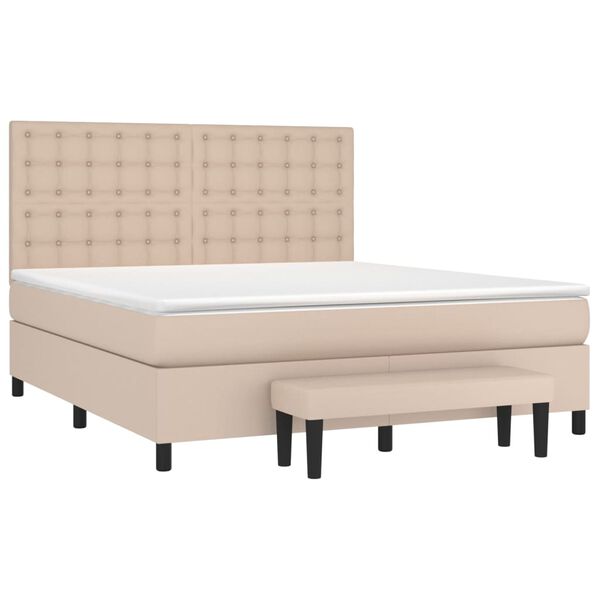 vidaXL Boxspringbett Matratze Cappuccino-Braun 160x200 cm Kunstleder