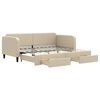 vidaXL Tagesbett Ausziehbar mit Schubladen Creme 90x200 cm Stoff