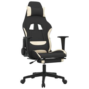 vidaXL Gaming-Stuhl mit Fu&szlig;st&uuml;tze Schwarz und Creme Stoff