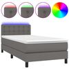 vidaXL Boxspringbett mit Matratze & LED Grau 80x200 cm Kunstleder
