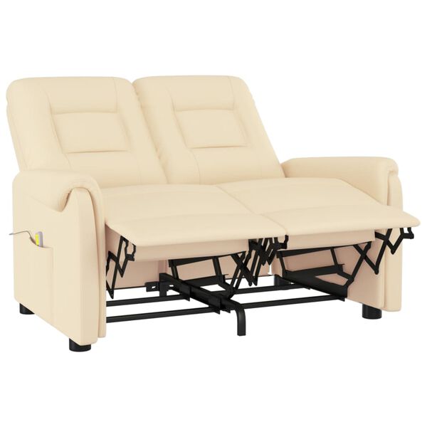 vidaXL 2-Sitzer Massagesessel Creme Kunstleder