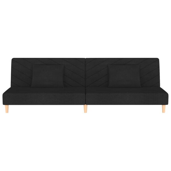 vidaXL Schlafsofa 2-Sitzer mit 2 Kissen Schwarz Stoff