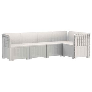 vidaXL 5-Sitzer Gartensofa Rattan-Look PP Wei&szlig;