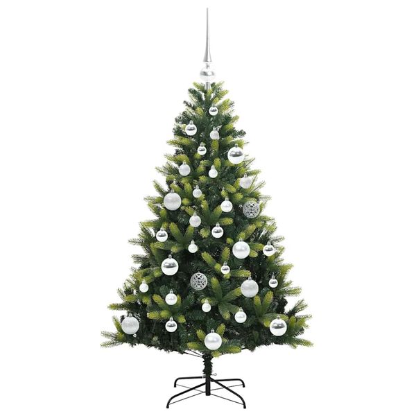 vidaXL K&uuml;nstlicher geflammter Weihnachtsbaum 150 LEDs Gr&uuml;n 120 cm