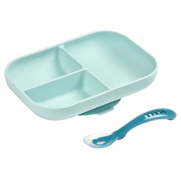 Beaba 2-tlg. Baby Mahlzeit-Set Silikon Blau