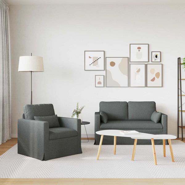 vidaXL Sofa 2 pcs Dunkelgrau