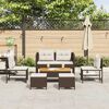 vidaXL Gartensofa-set mit Kissen 6 pcs Braun und Creme Poly-Rattan