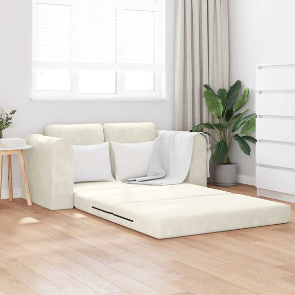 vidaXL Schlafsofa 60cm Creme Samt