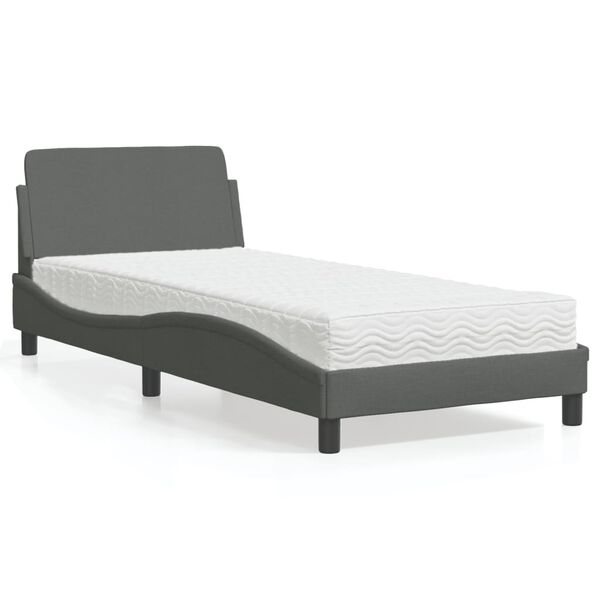 vidaXL Bett mit Matratze "Dover" Dunkelgrau 90x190 cm Stoff