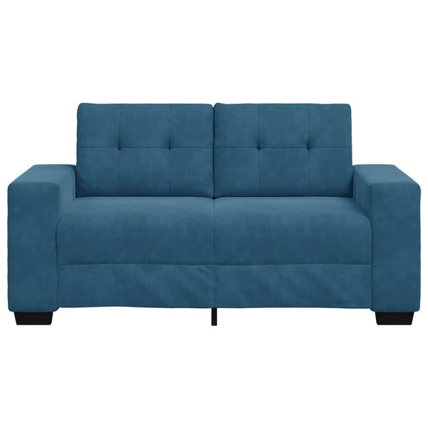 vidaXL | Zweisitzer-Sofa | mit Kissen Blau Samt