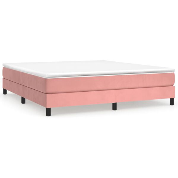 vidaXL Boxspringbett mit Matratze Rosa 180x200 cm Samt