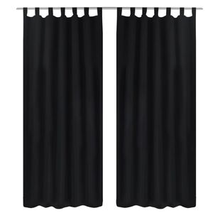Vorh&auml;nge Gardinen aus Satin 2-teilig 140 x 175 cm Schwarz