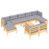 vidaXL 10-tlg. Garten-Lounge-Set mit Grauen Kissen Kiefer Massivholz