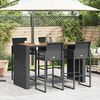 vidaXL 5-tlg. Gartenbar-Set ohne Kissen Schwarz Poly Rattan Akazie