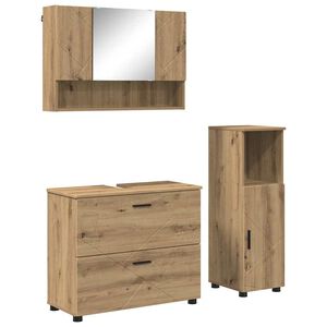 vidaXL Badezimmerm&ouml;bel-Set 3 Stk. Artisan-Eiche 76,5 x 35 x 64 cm